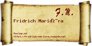 Fridrich Marióra névjegykártya